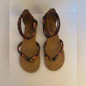 Unlisted Brown Sandals with Colorful Accents